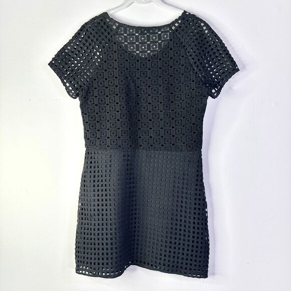 KARLIE Dress Women L Black Lace Eyelet Crochet Short Slv Sheer Boho Indie NWT - Picture 3 of 9